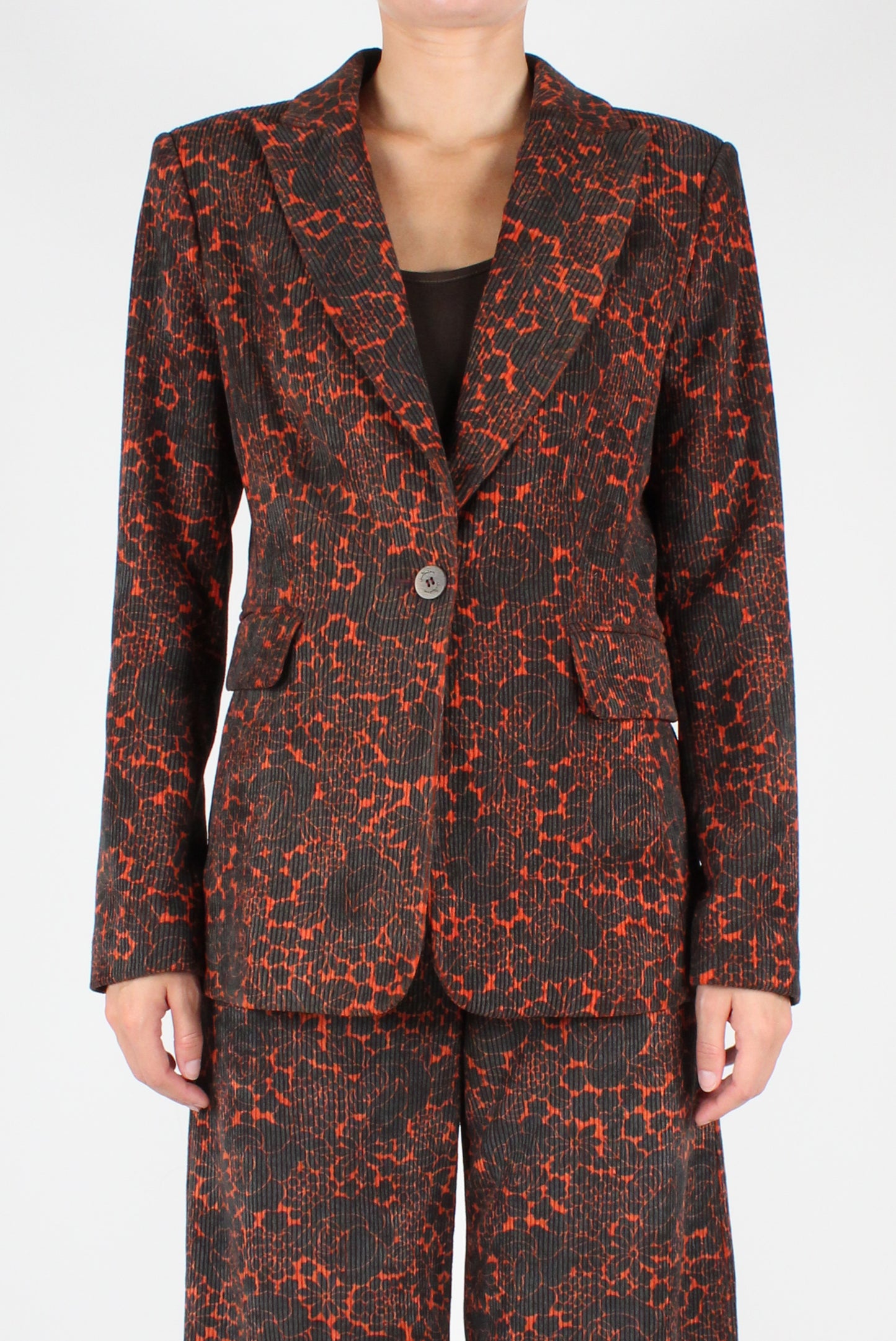 Floral Print Corduroy Blazer