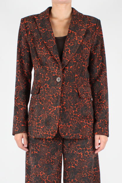 Floral Print Corduroy Blazer