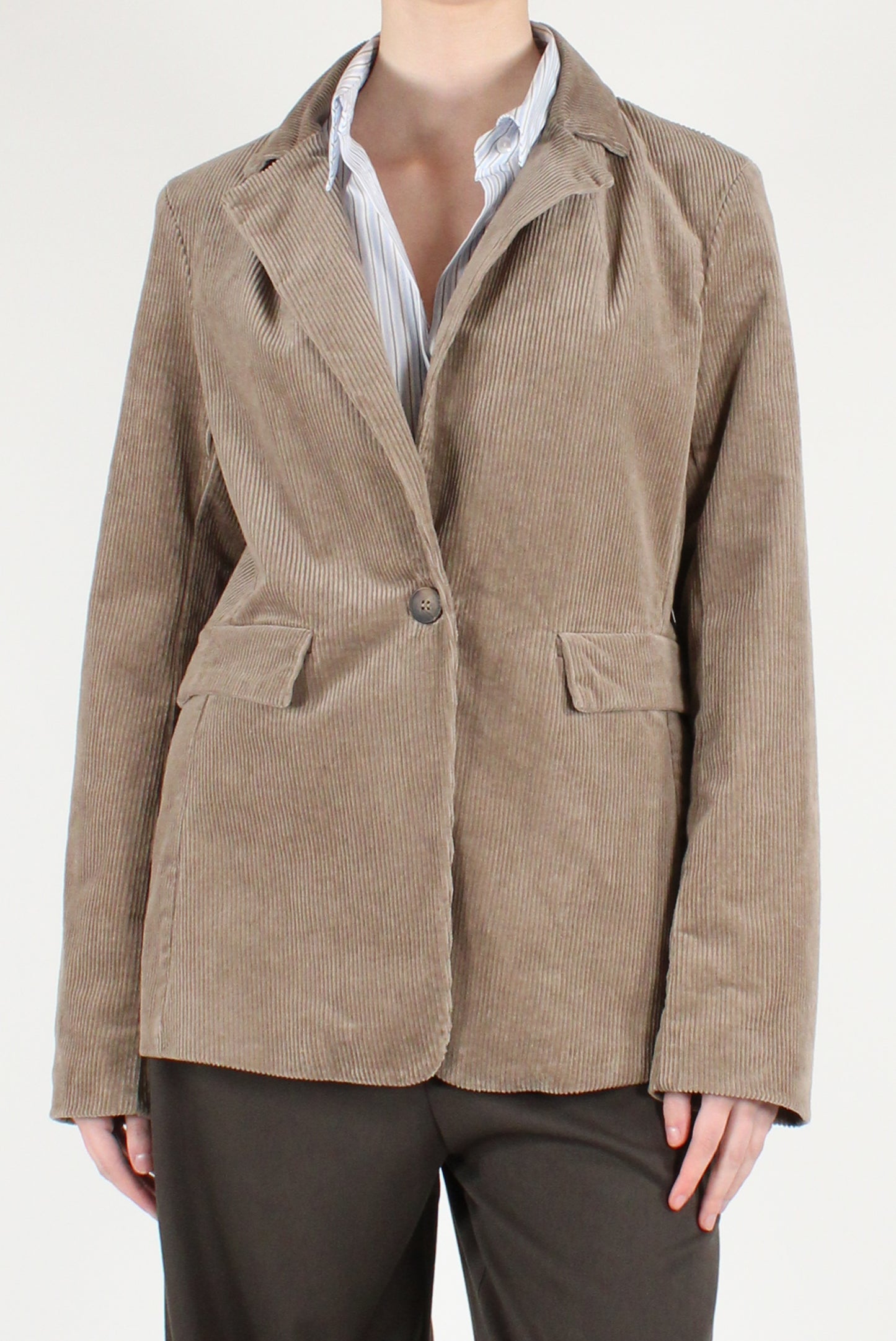 Blazer Monopetto in Velluto a Coste