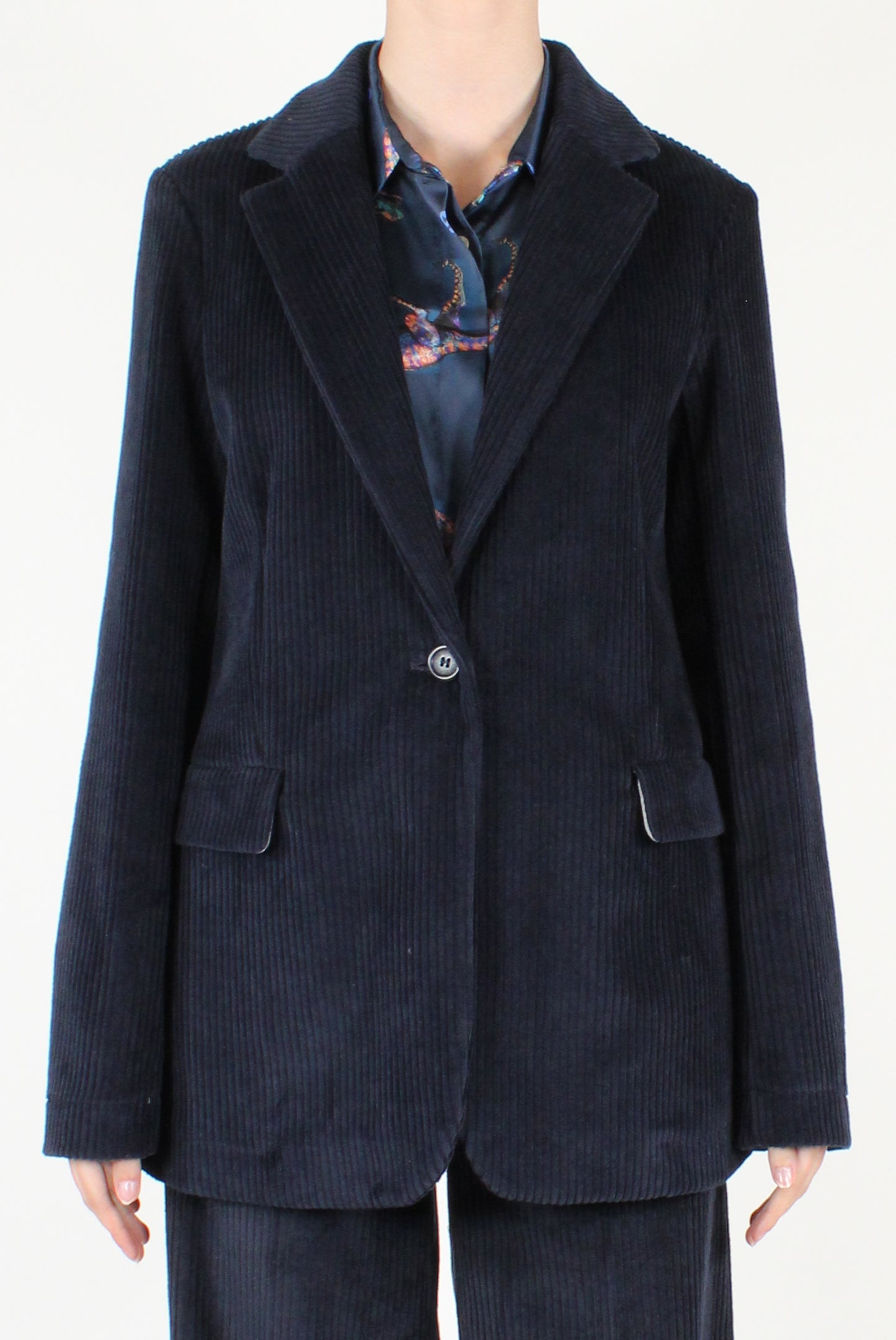 Blazer Monopetto in Velluto a Costa Larga