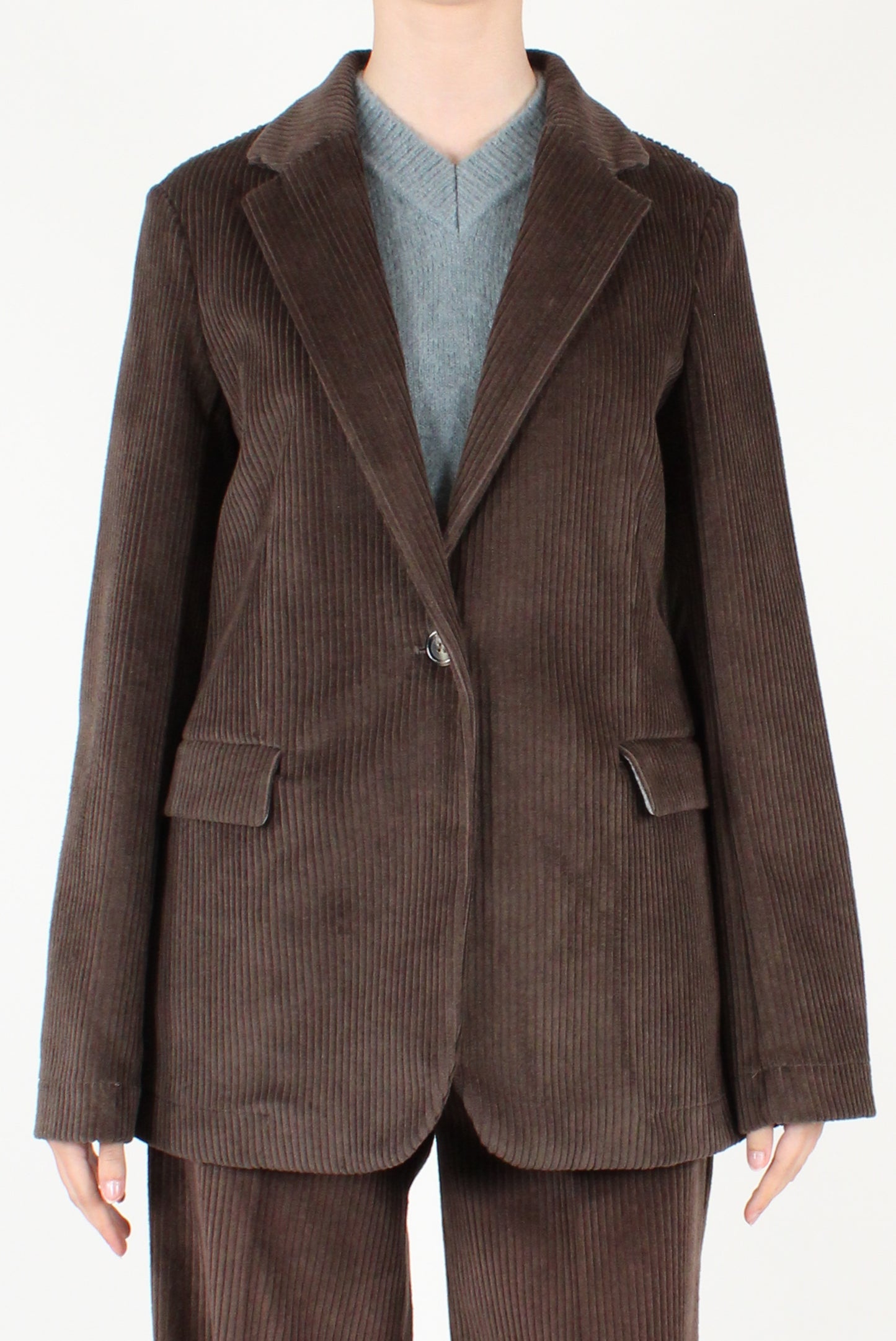 Blazer Monopetto in Velluto a Costa Larga