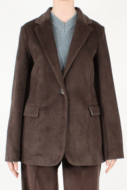 Blazer Monopetto in Velluto a Costa Larga