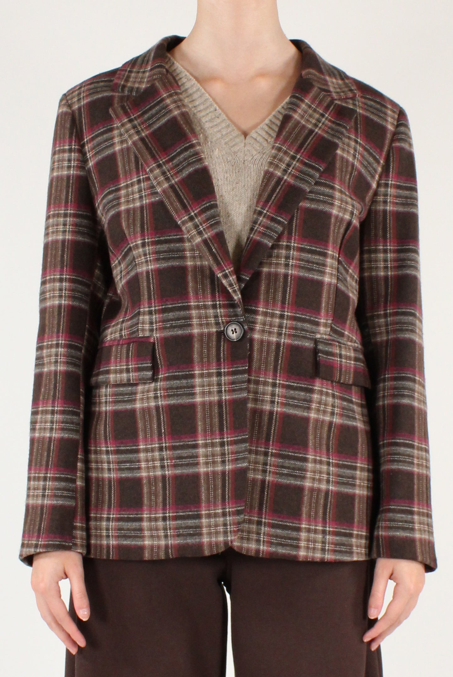 Giacca Monopetto Stampa Tartan