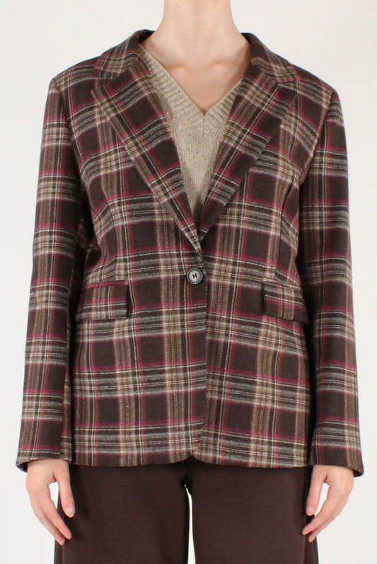 Giacca Monopetto Stampa Tartan