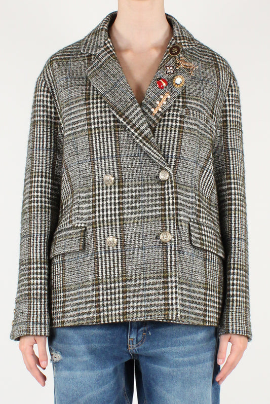 Giacca Doppiopetto in Tartan con Spille