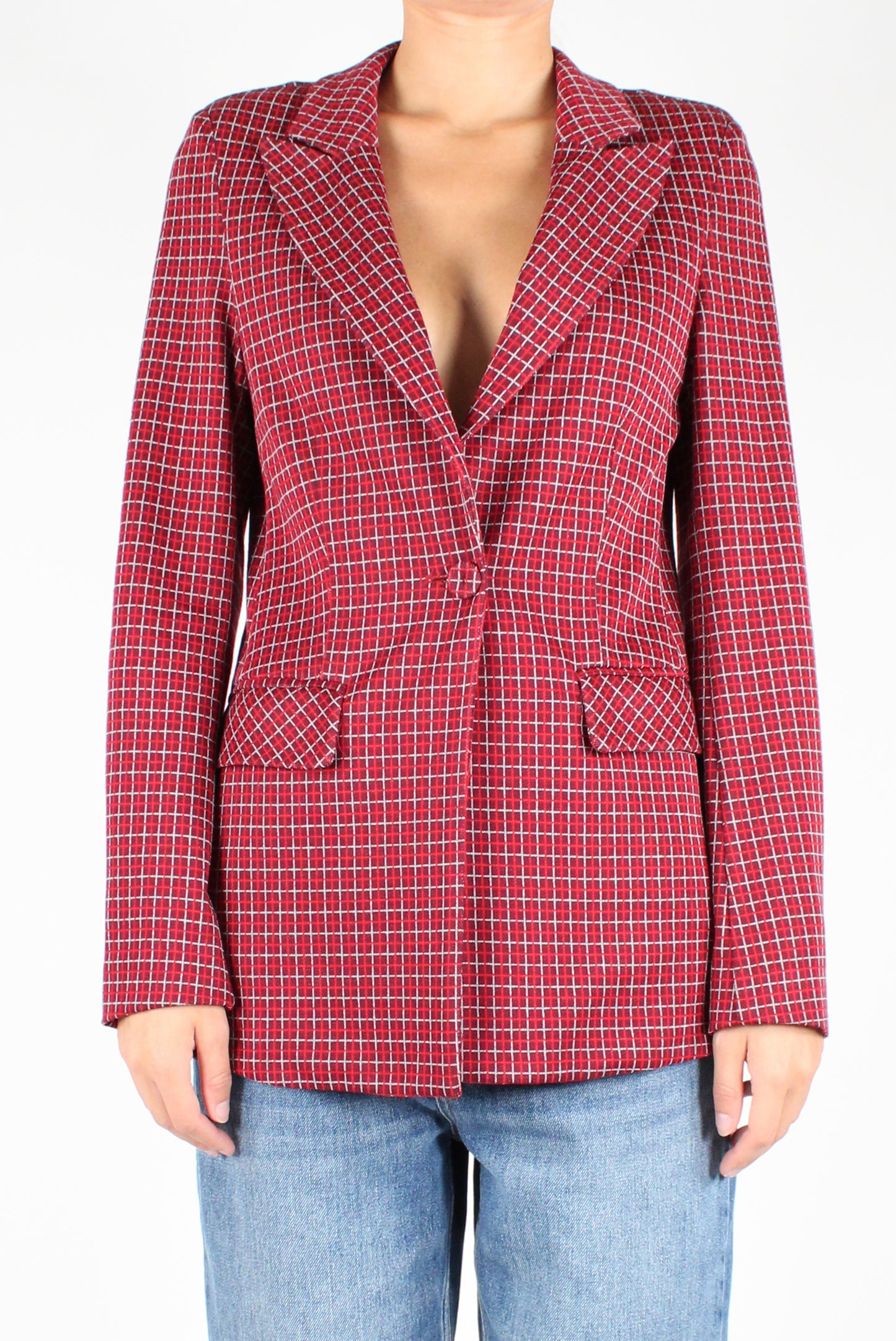 Single Breasted Checkered Blazer