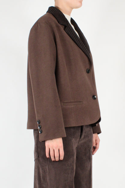 Oversized Jacket with Checked Lapels