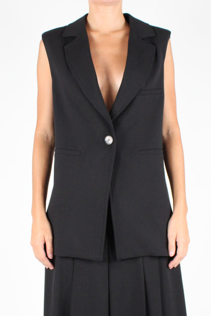 Single Button Sleeveless Blazer