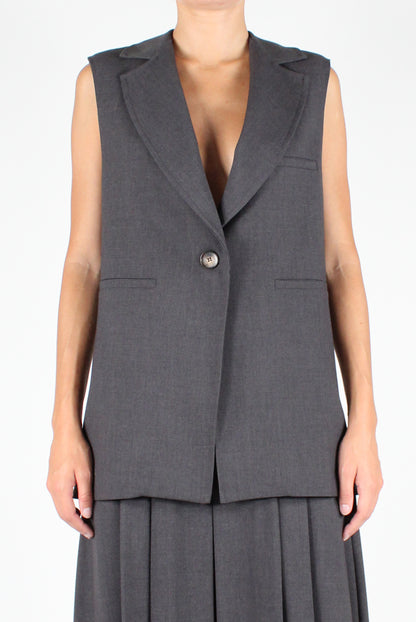 Single Button Sleeveless Blazer