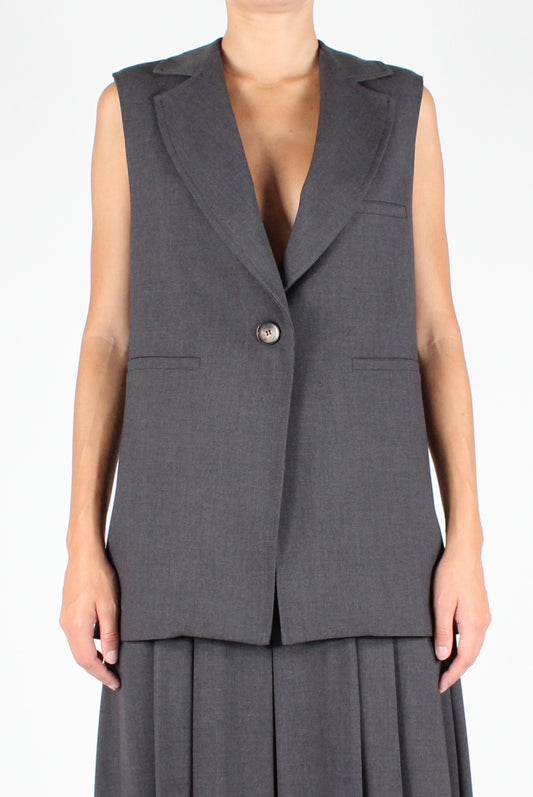 Single Button Sleeveless Blazer