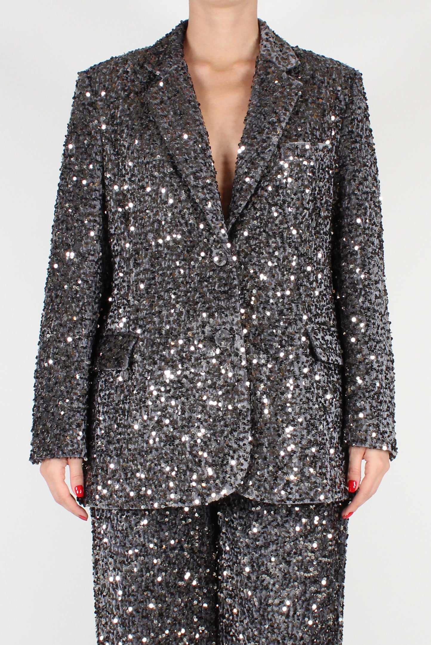 Oversized Blazer in Velvet with Sequins