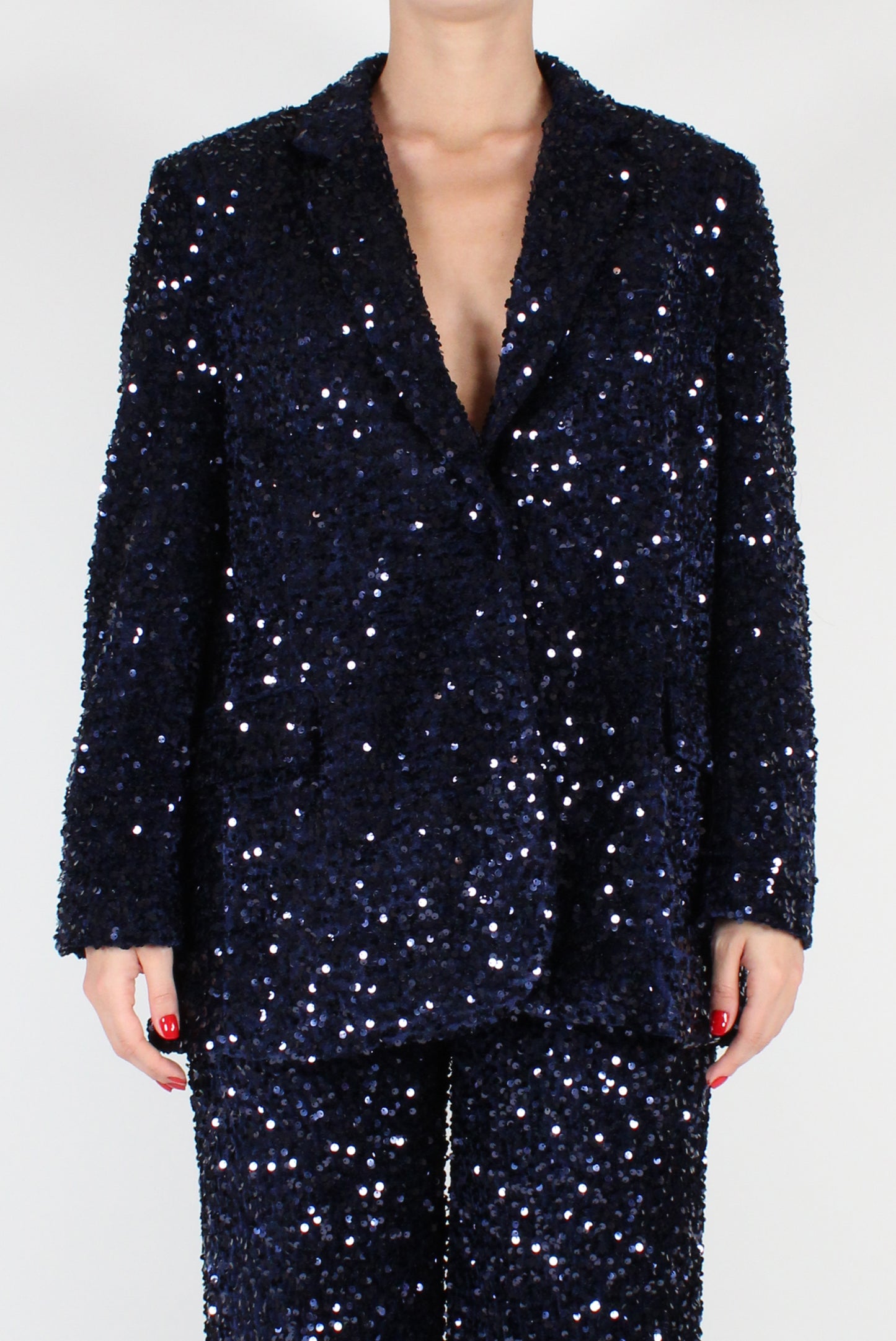 Oversized Blazer in Velvet with Sequins