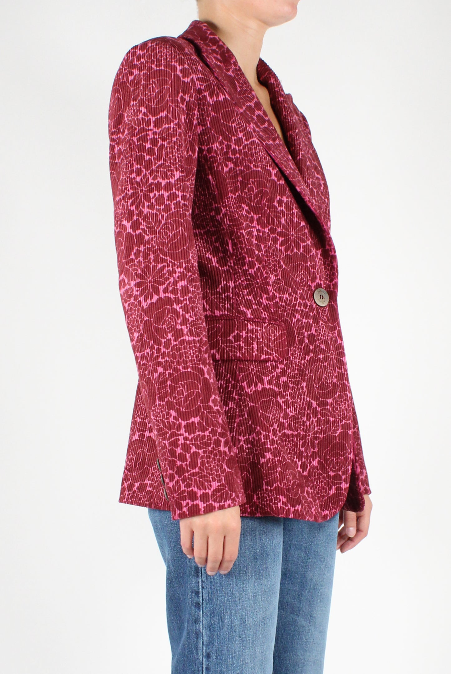 Floral Print Corduroy Blazer