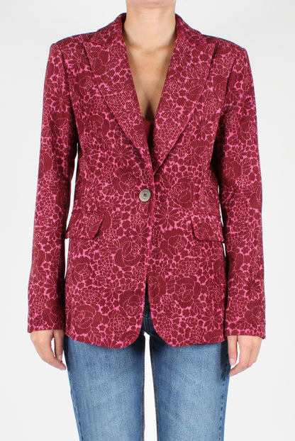 Floral Print Corduroy Blazer