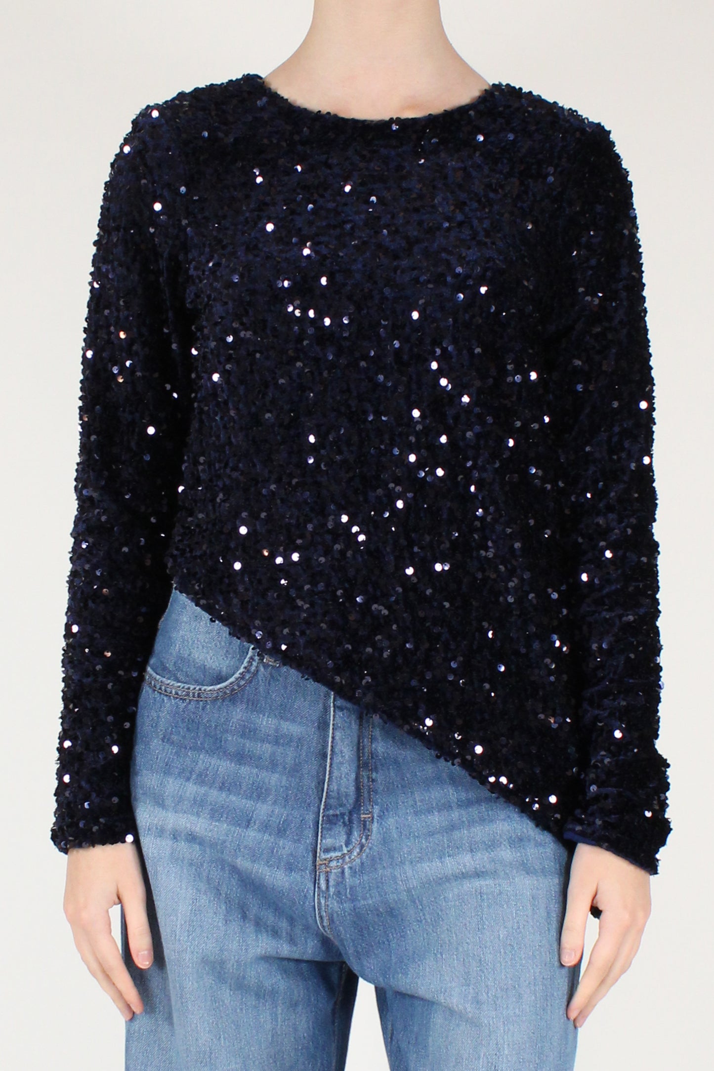 Blusa Asimmetrica in Paillettes
