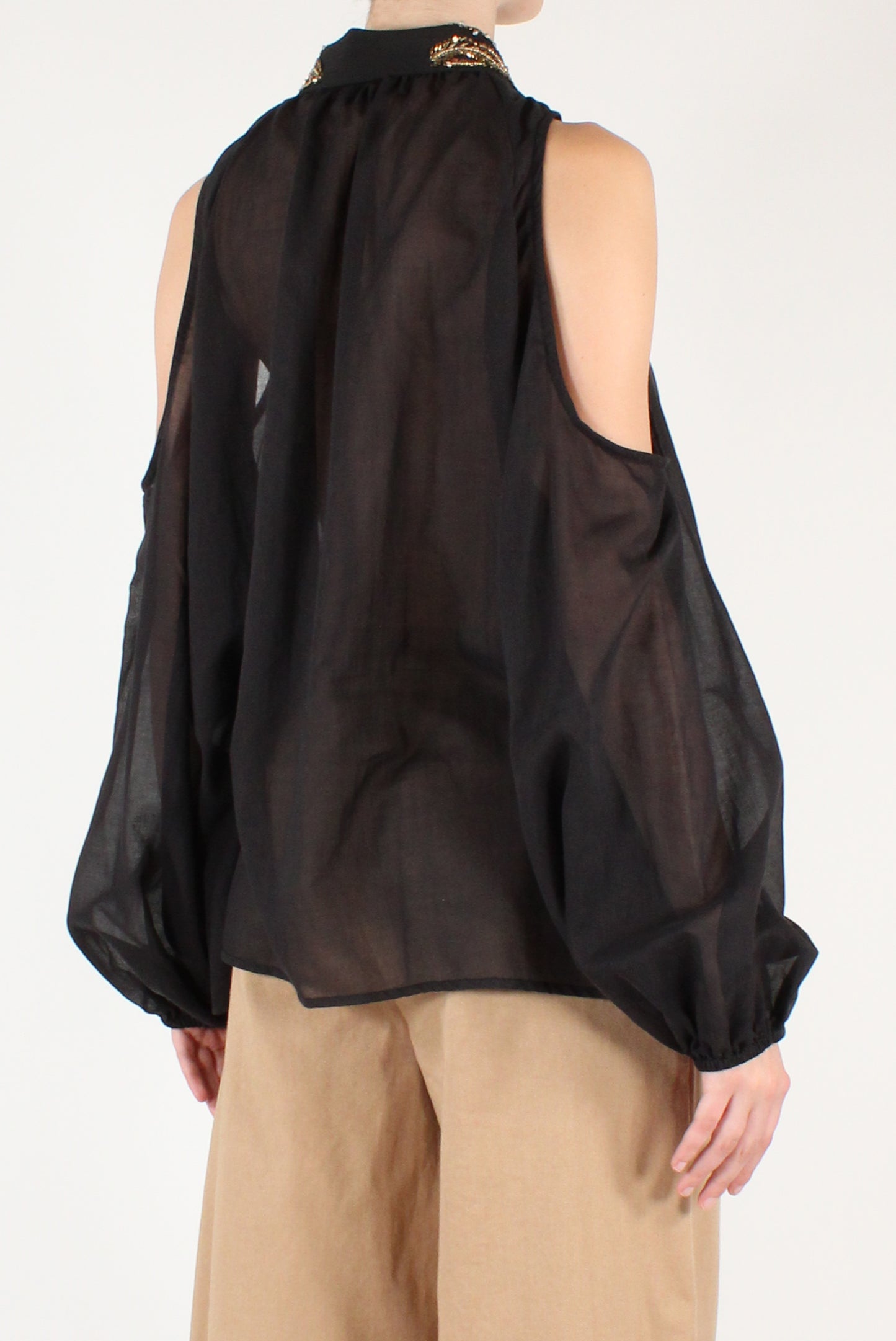 Blusa Over con Cut Out in Mussola