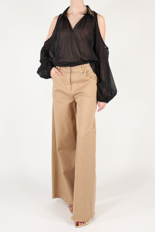 Blusa Over con Cut Out in Mussola