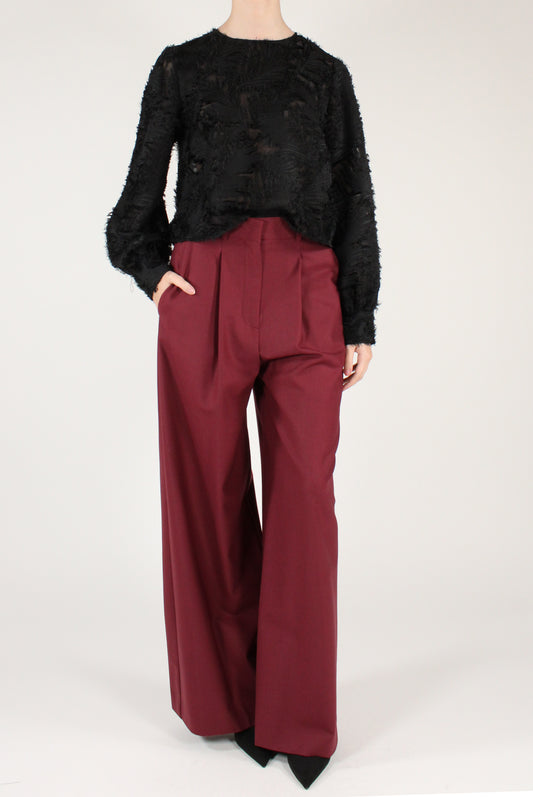 Pantaloni a Palazzo con Pinces Misto Lana