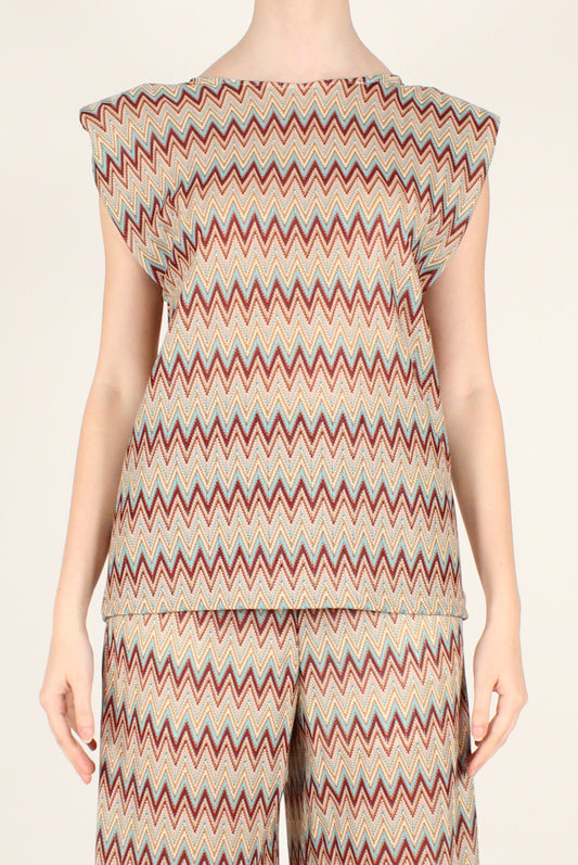 Blusa Smanicata a Fantasia Geometrica