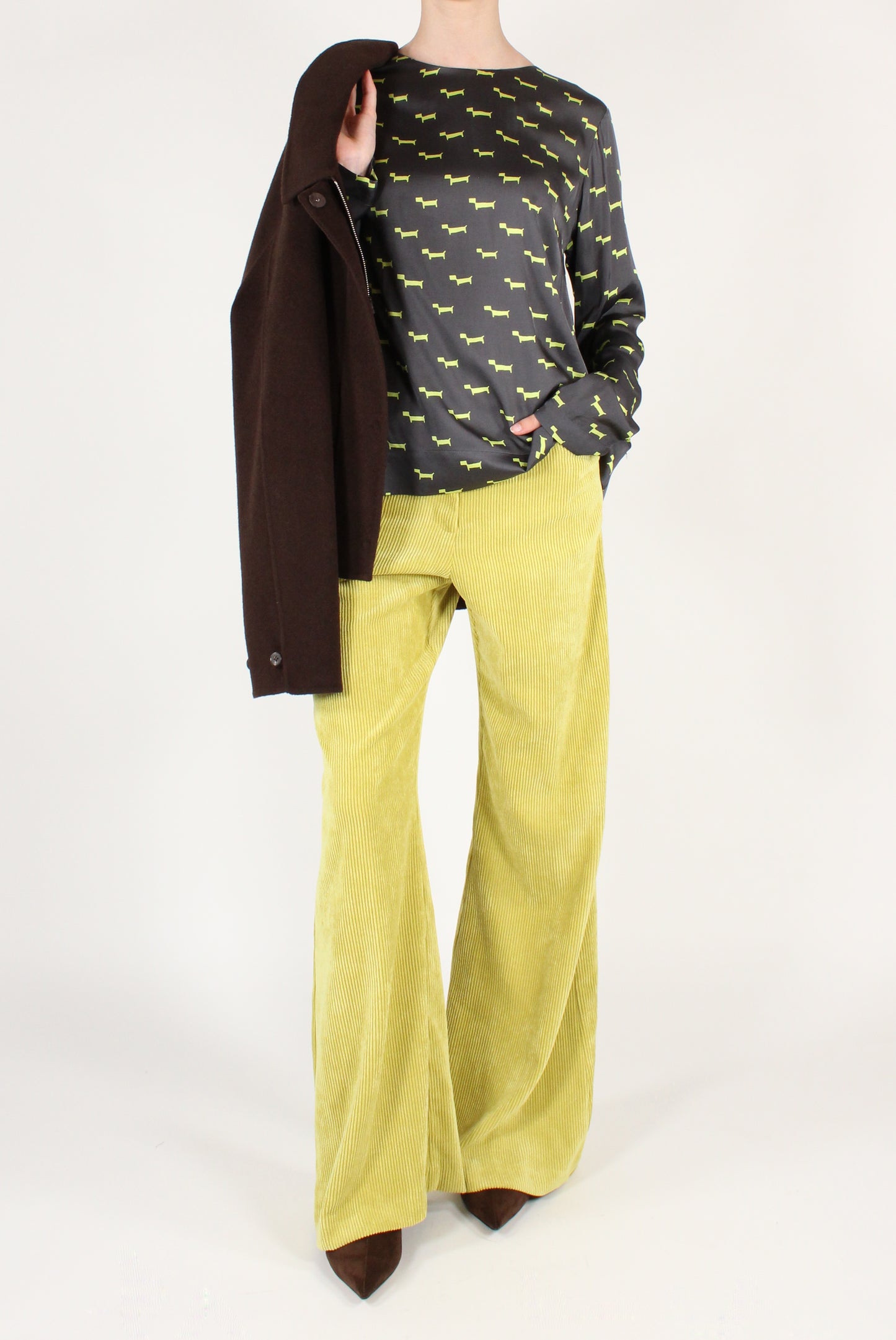 Blusa Girocollo Stampa Bassotti Stilizzati