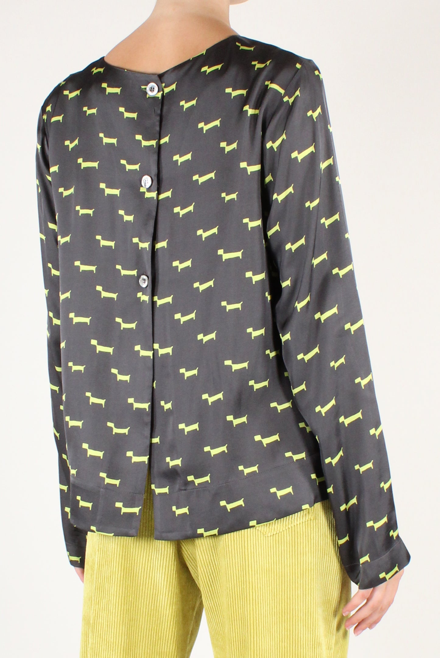 Blusa Girocollo Stampa Bassotti Stilizzati