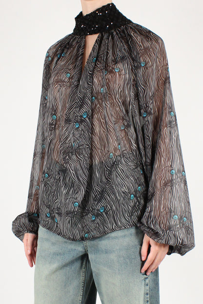 Cat Eye Print Blouse