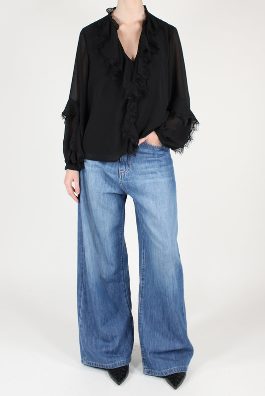 Blusa Scollo a V con Rouches