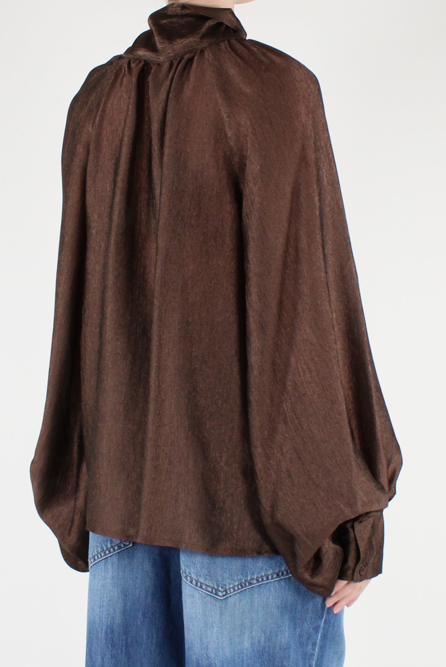 Blusa Over Tessuto Plissettato