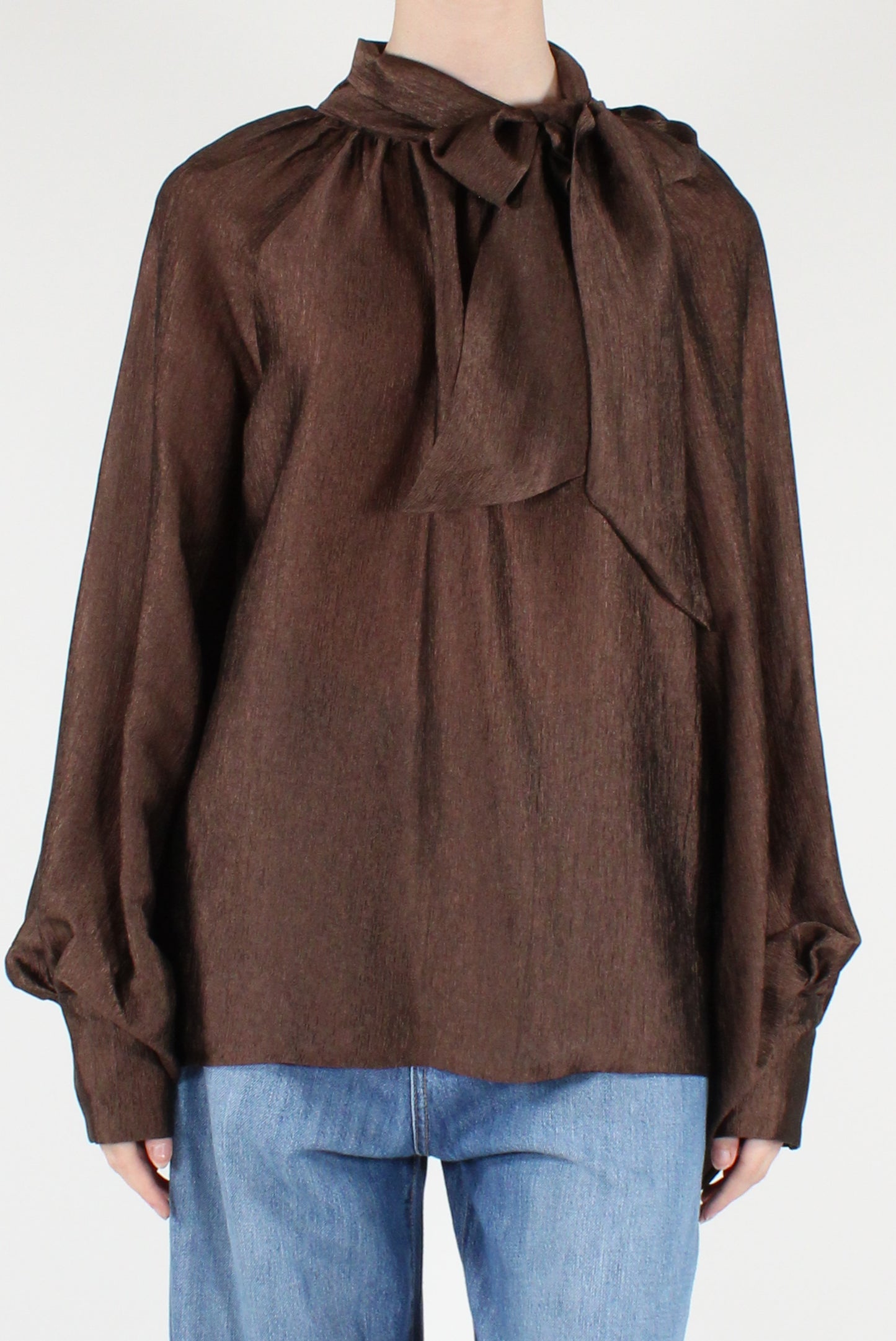 Blusa Over Tessuto Plissettato