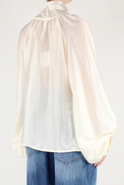 Blusa Over Tessuto Plissettato