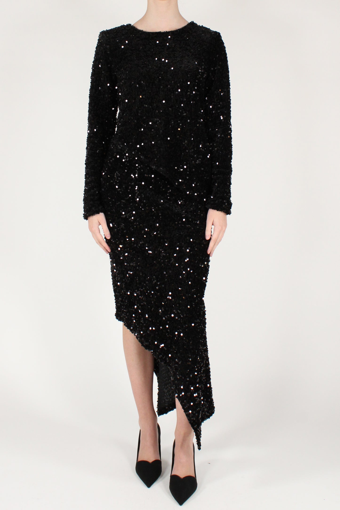 Gonna Asimmetrica in Velluto e Paillettes