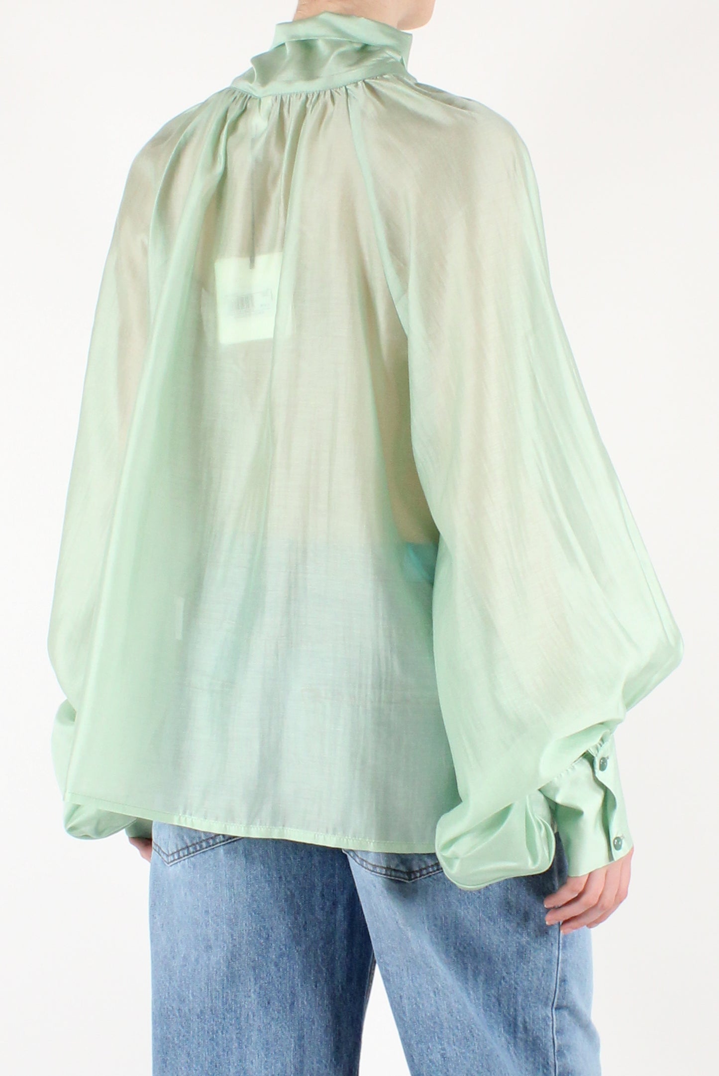 Oversized Blouse with Bow in Solid Color