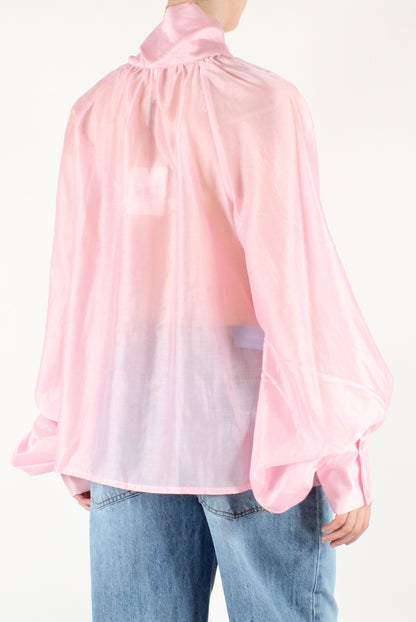 Oversized Blouse with Bow in Solid Color