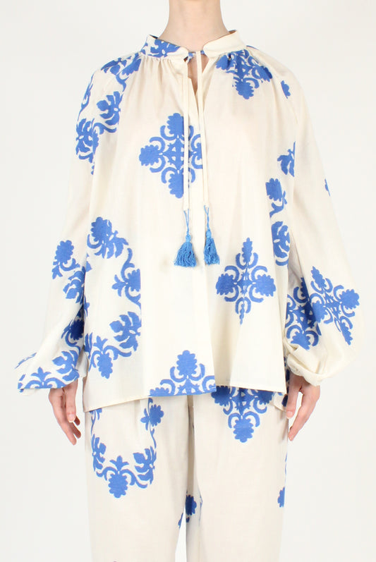 Over Blouse Contrast Embroidery