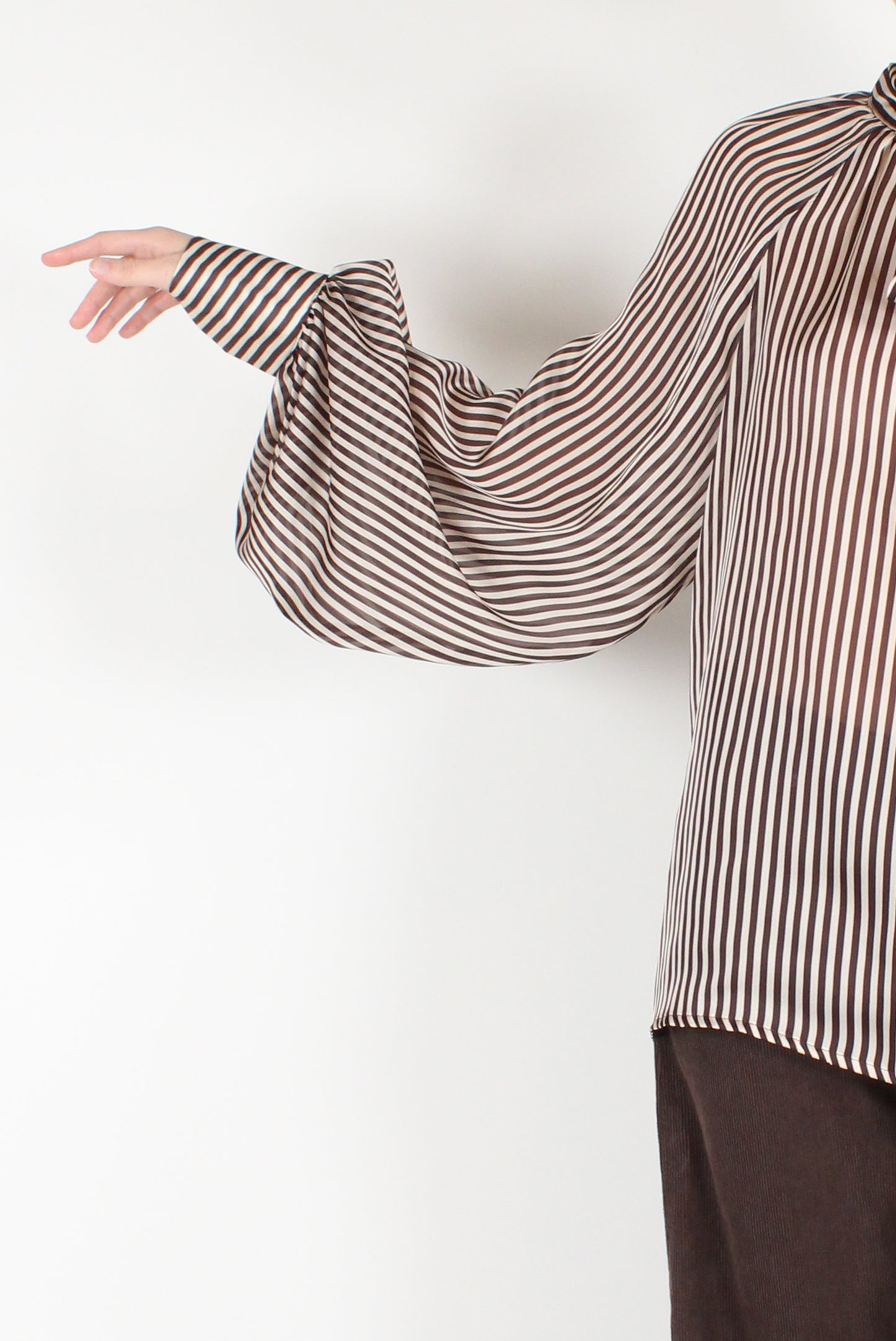 Oversized Blouse with Striped Bow