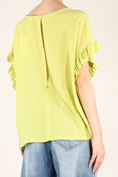 Oversized Blouse with Viscose Ruffles