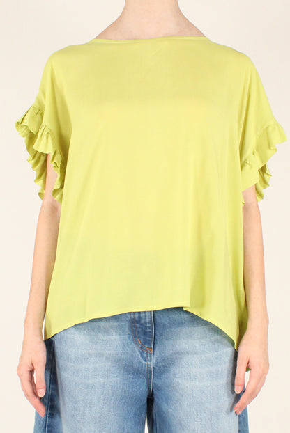 Oversized Blouse with Viscose Ruffles