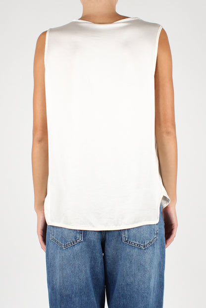 Sleeveless V-Neck Over Blouse