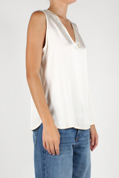 Sleeveless V-Neck Over Blouse