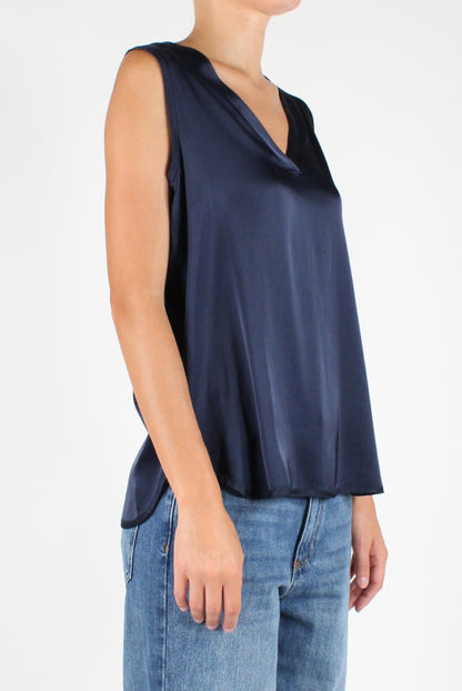 Sleeveless V-Neck Over Blouse