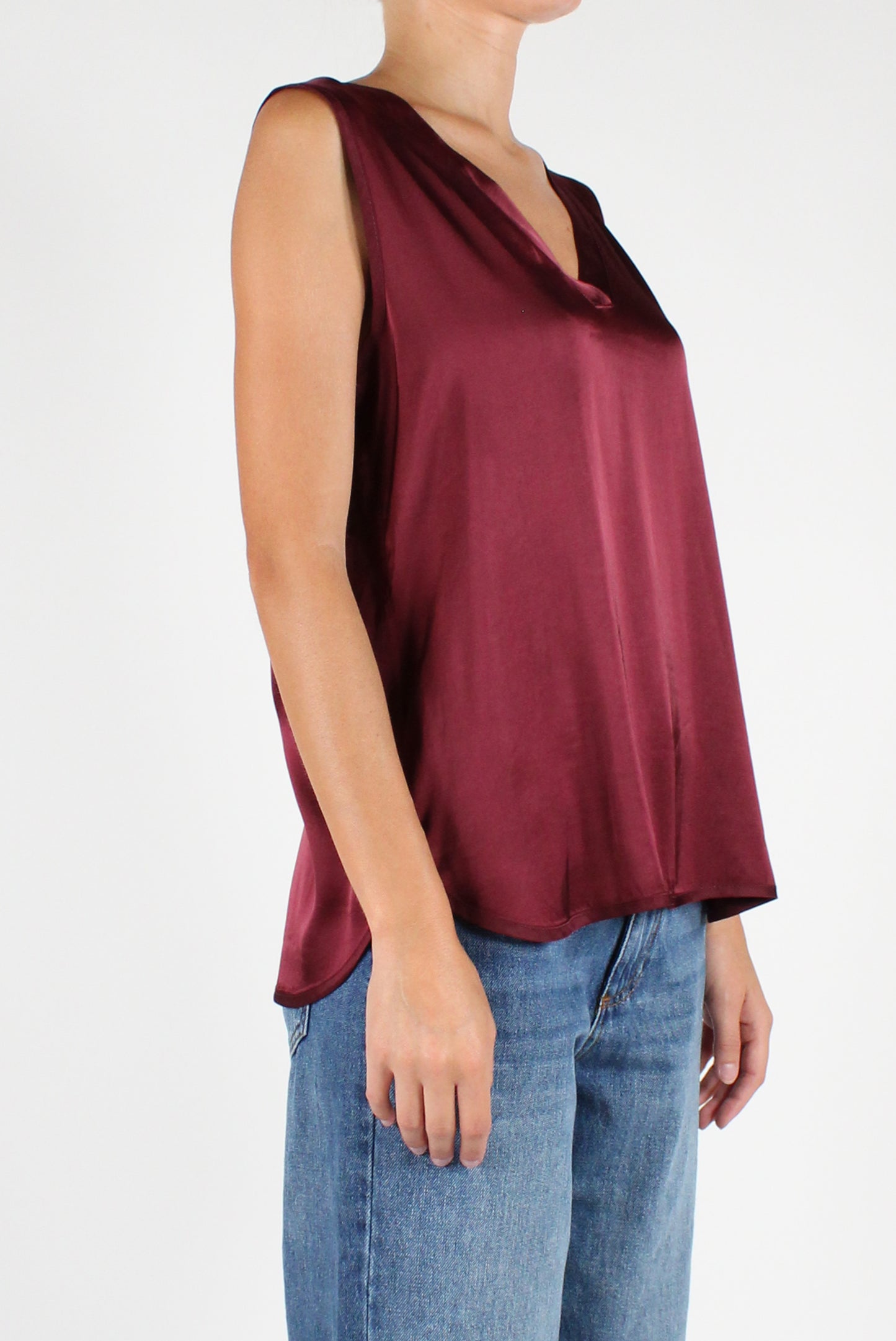 Sleeveless V-Neck Over Blouse