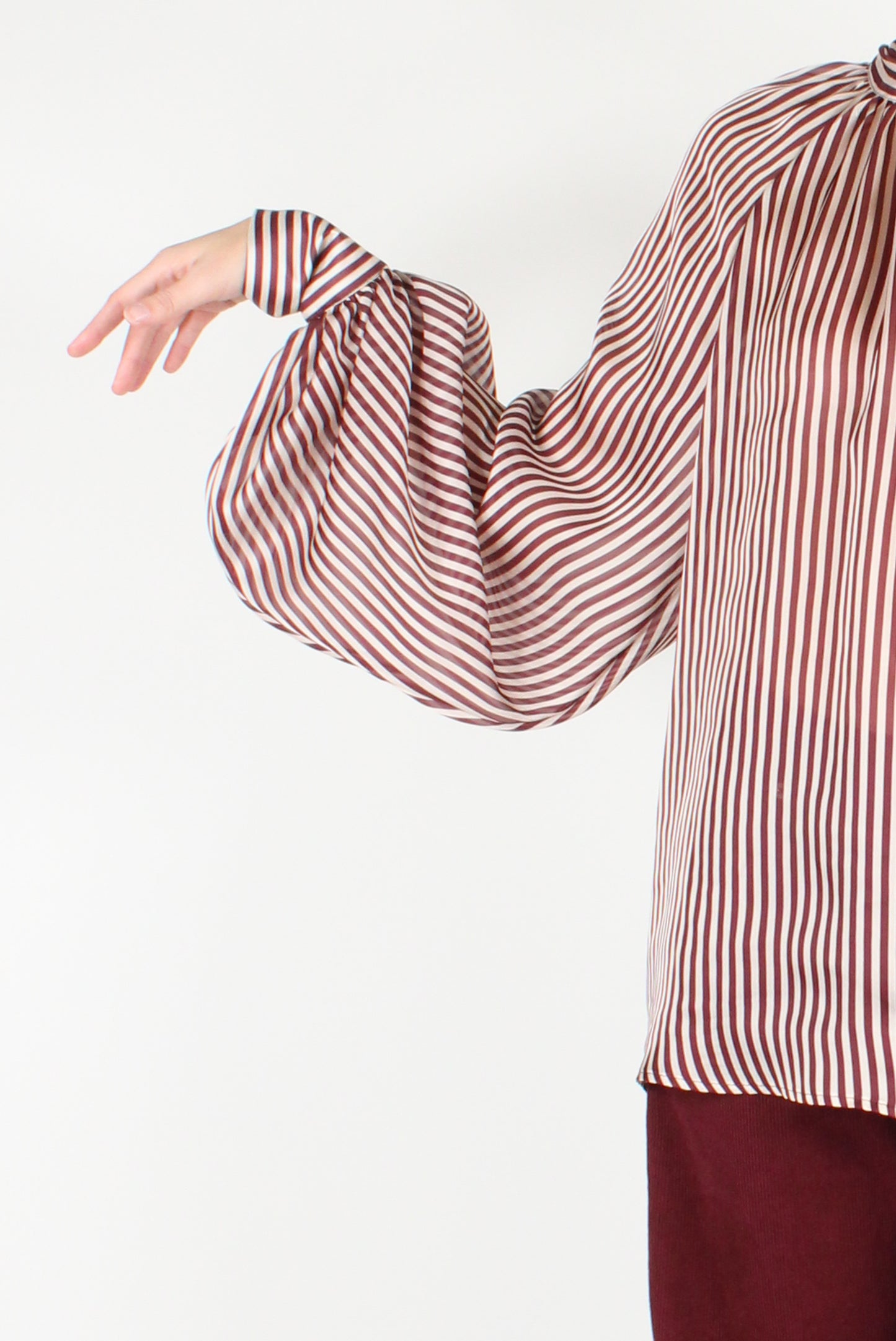 Oversized Blouse with Striped Bow