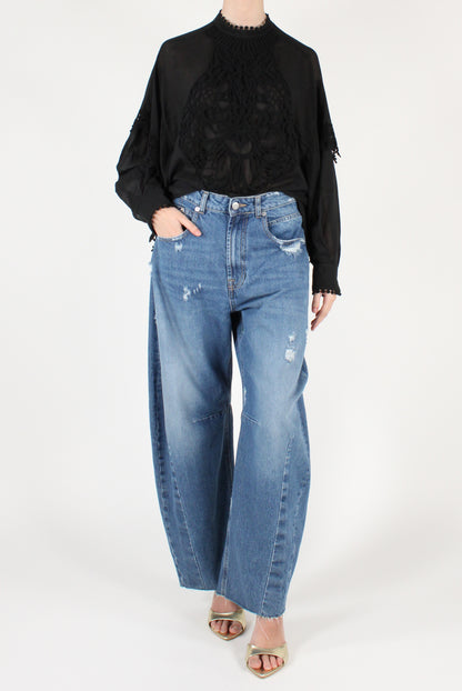 Blusa con Ricamo Maniche a Poncho