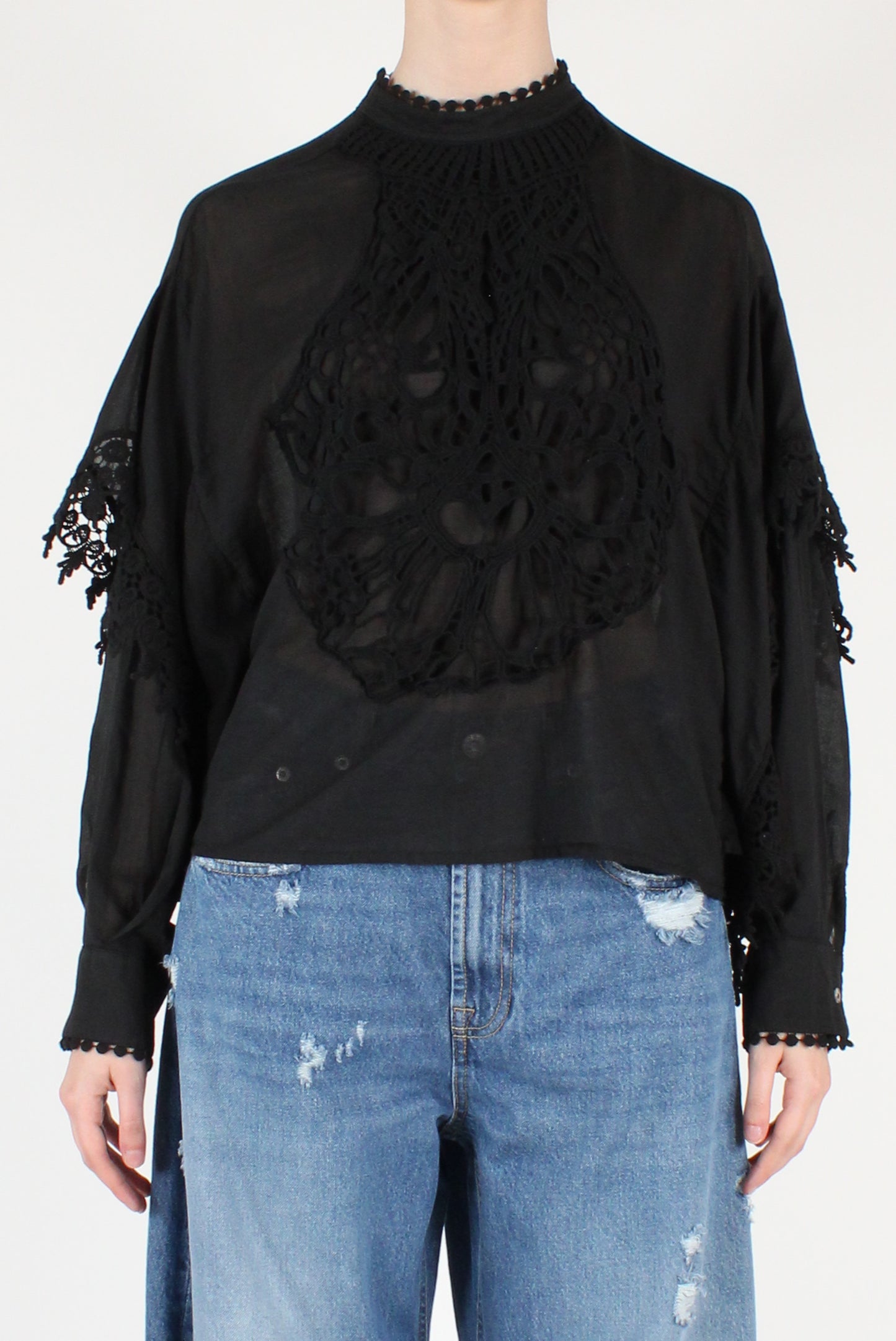 Blusa con Ricamo Maniche a Poncho