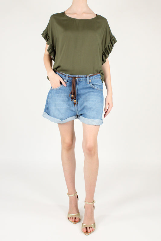 Blusa Over con Rouches in Viscosa