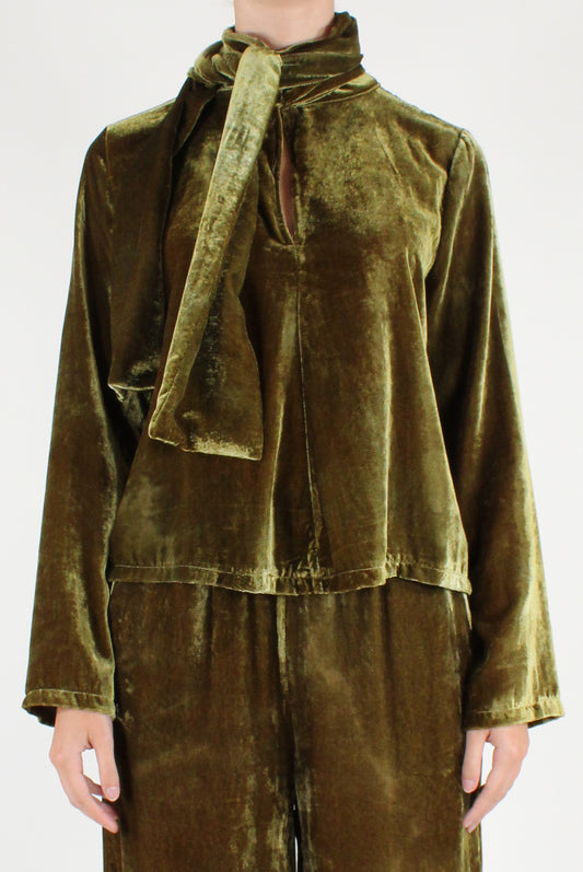 Blusa in Velluto con Fascia