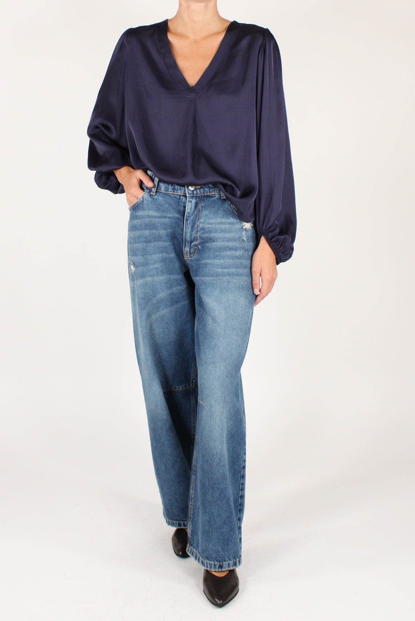 Blusa Scollo a V in Viscosa