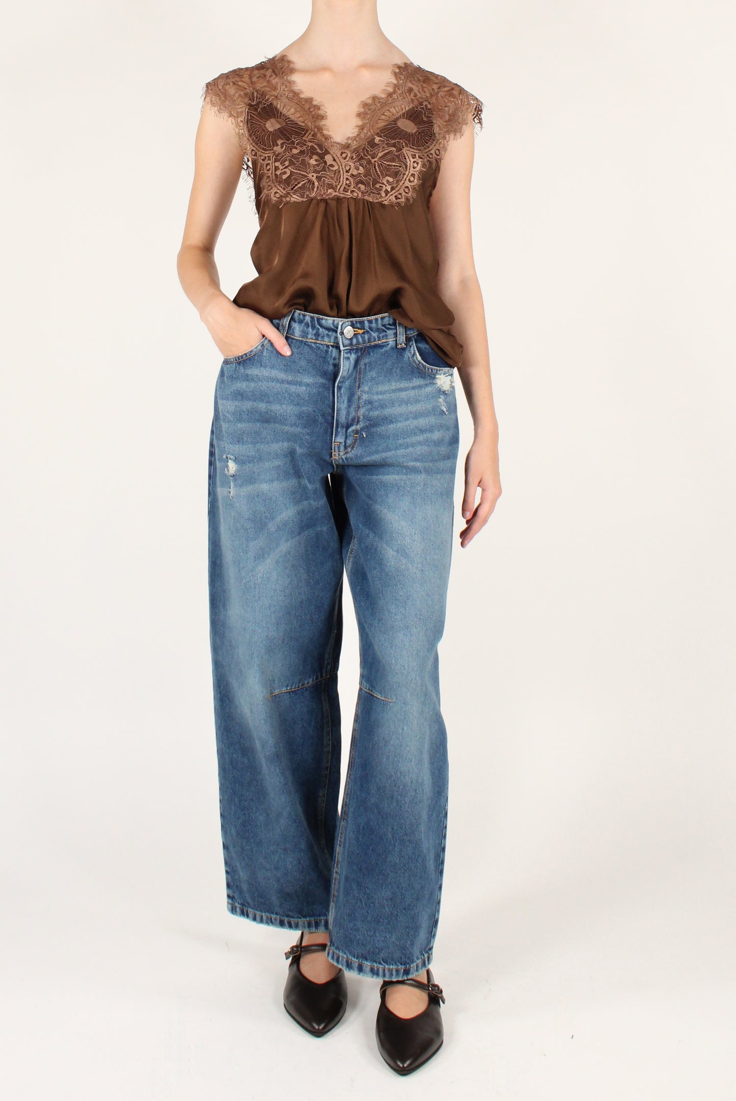 Blusa in Viscosa con Pizzo
