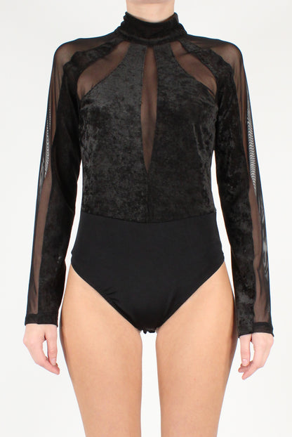 Velvet Effect Tulle Bodysuit