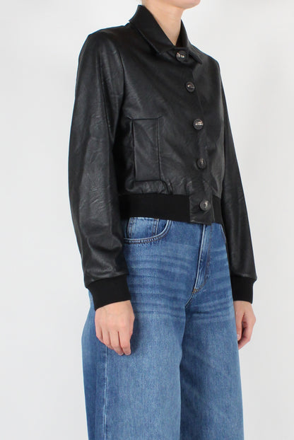 Faux Leather Bomber Jacket